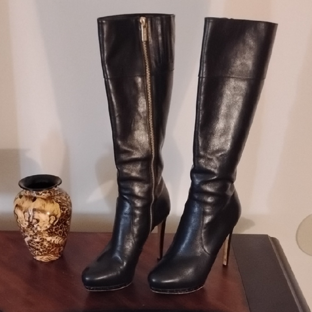 Michael Kors Black Leather Heeled Boots